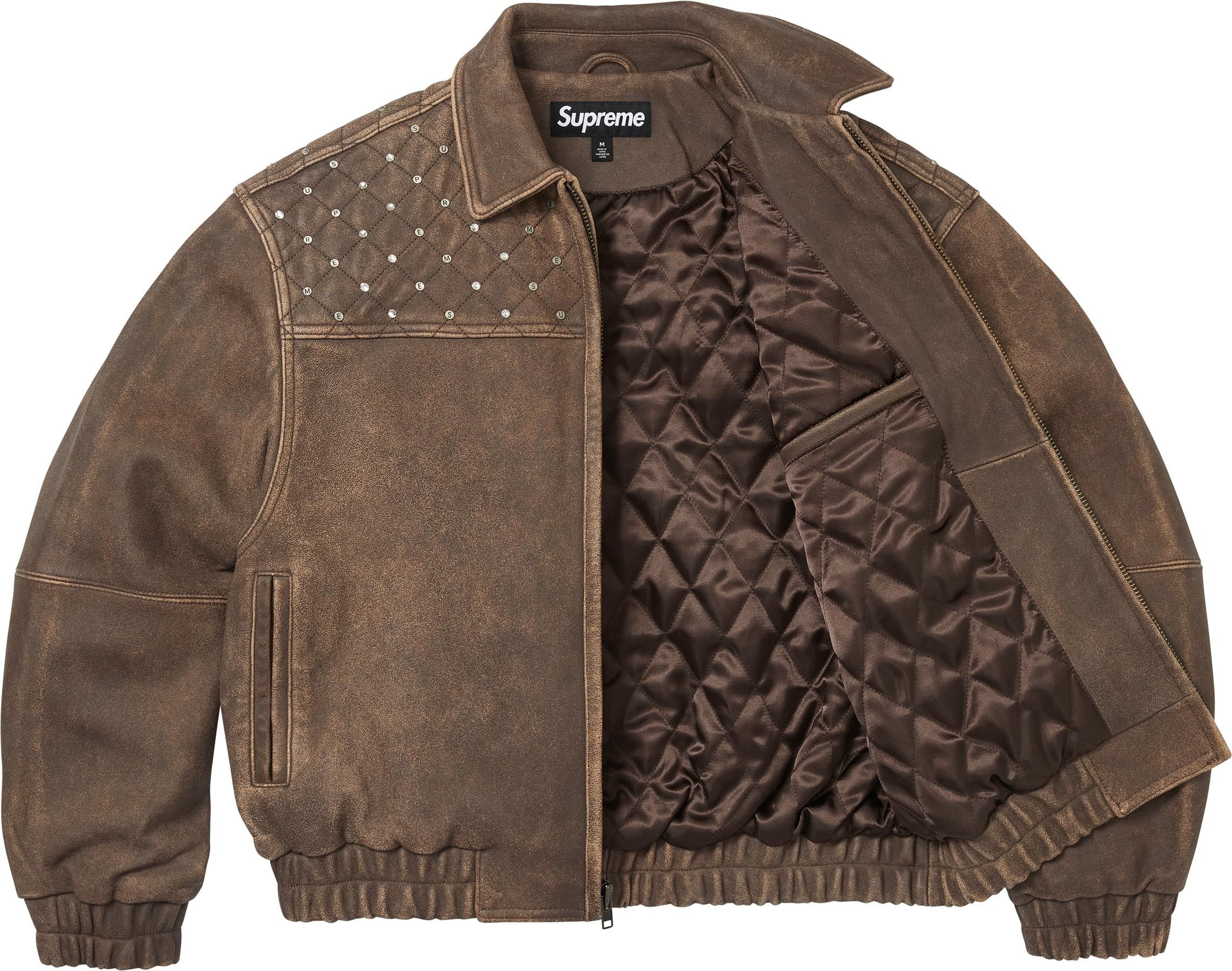 Swarovski® Studded Quilted Leather Jacket view 4